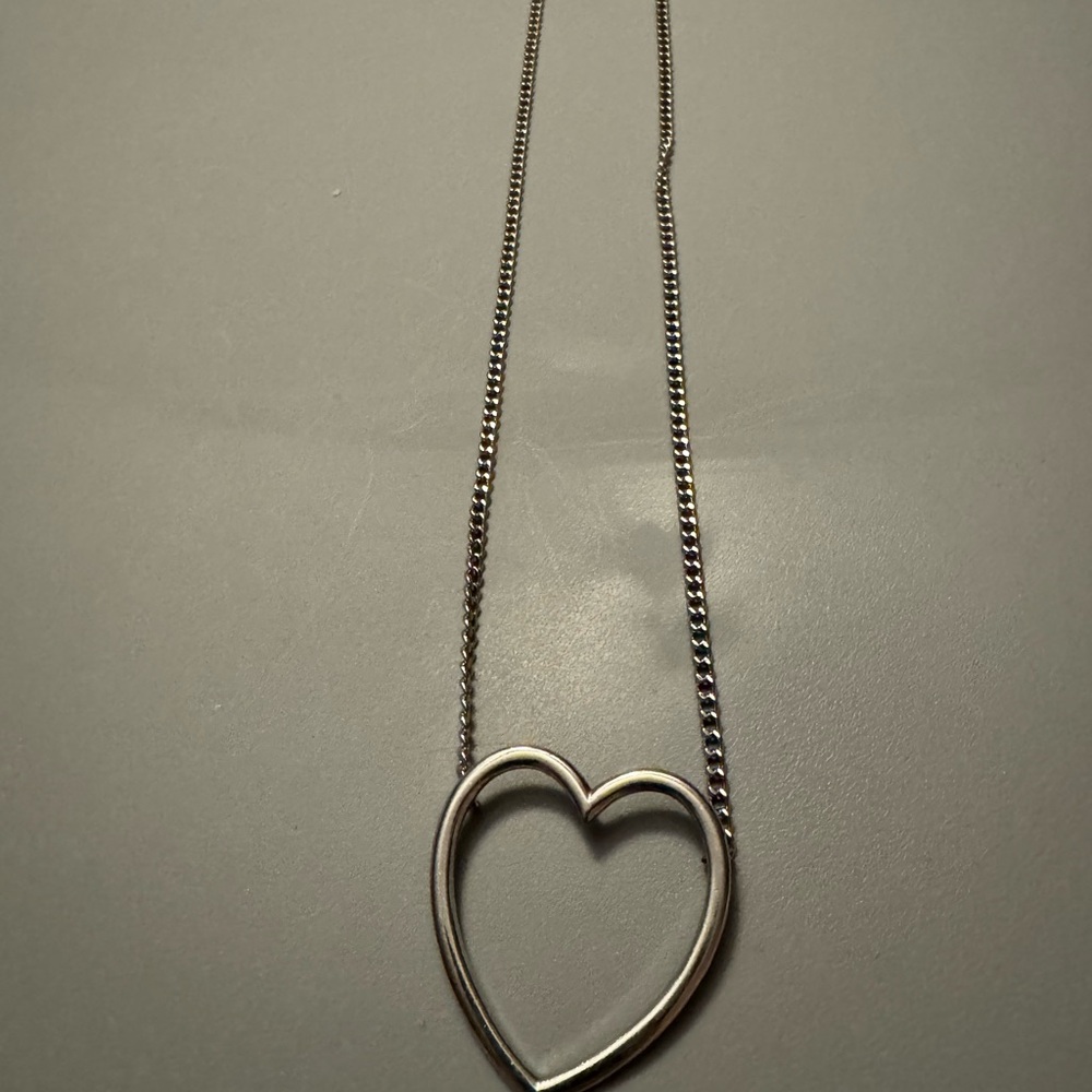 Antique sterling silver 17 inch plus extension heart necklace